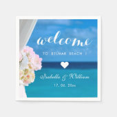 Elegante Floral Ocean Beach bruiloft welkom Servetten (Voorkant)