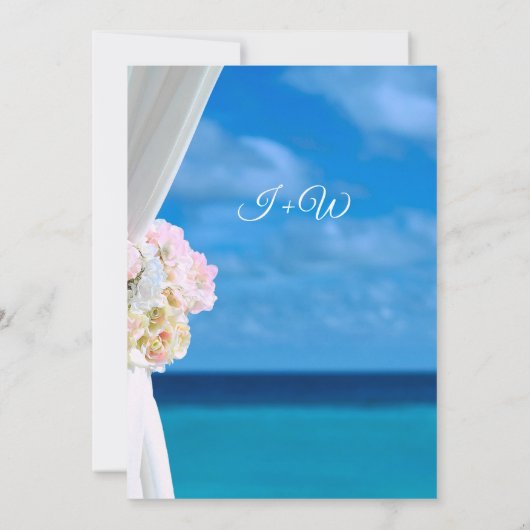 Elegante Floral Ocean Beach Zomer bruiloft ceremon Kaart (Achterkant)