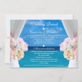 Elegante Floral Ocean Beach Zomer Bruiloft Details Kaart (Voorkant)