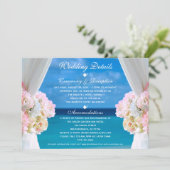 Elegante Floral Ocean Beach Zomer Bruiloft Details Kaart (Staand voorkant)