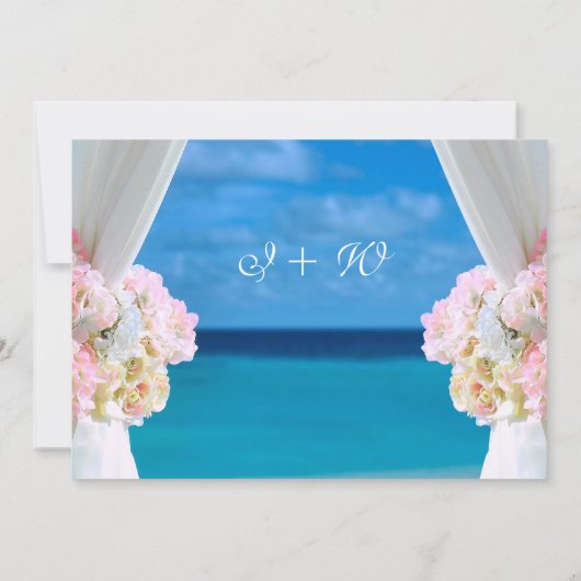 Elegante Floral Ocean Beach Zomer Bruiloft Details Kaart (Achterkant)