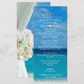 Elegante Floral Ocean Beach Zomer Bruiloft Menu (Voorkant / Achterkant)