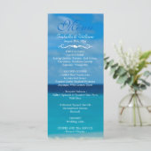 Elegante Floral Ocean Beach Zomer Bruiloft Menu (Staand voorkant)