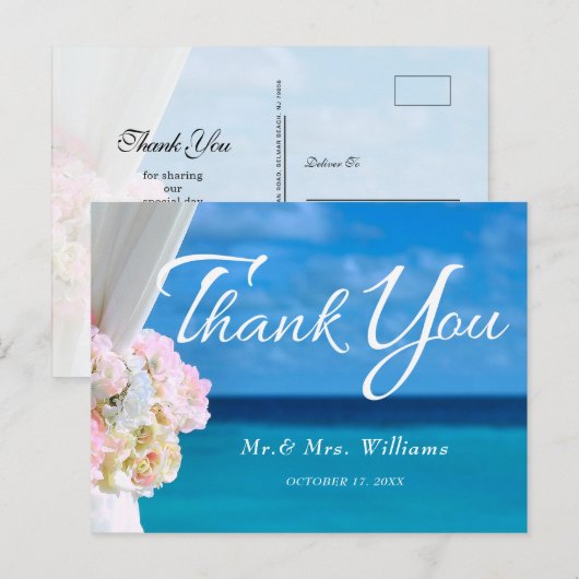 Elegante Floral Ocean Beach Zomer dank u Briefkaart (Voorkant / Achterkant)