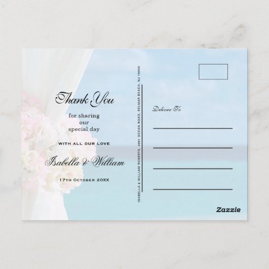 Elegante Floral Ocean Beach Zomer dank u Briefkaart (Achterkant)