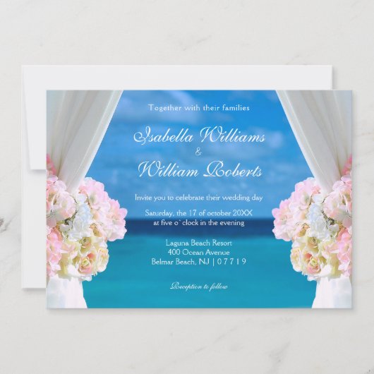 Elegante Floral Ocean Beach Zomer Trouwpoort Kaart (Voorkant)