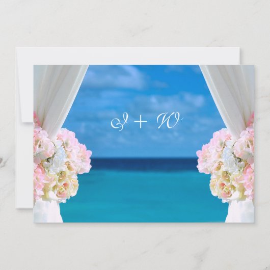 Elegante Floral Ocean Beach Zomer Trouwpoort Kaart (Achterkant)