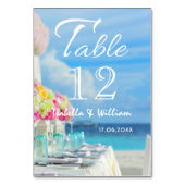 Elegante Floral Ocean Beach Zomer Trouwtafel Kaart (Achterkant)