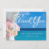 Elegante Floral Ocean Summer Beach bruiloft Bedankkaart (Voorkant)