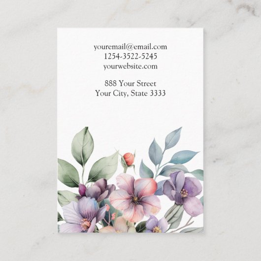 Elegante floral oorring display visitekaartje (Achterkant)