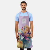 Elegante Floral Parfum Fles Violet Keuken Schort (Gedragen)