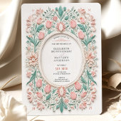 Elegante Floral Pastel Faux Papercut bruiloft Kaart