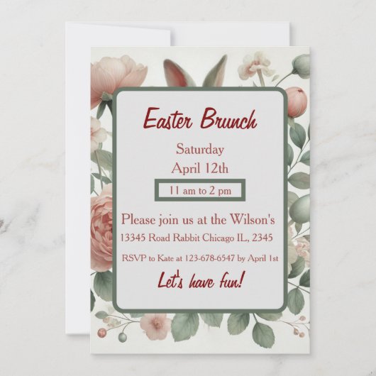 Elegante Floral Pastel Paasbrunch Uitnodiging (Voorkant)