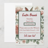 Elegante Floral Pastel Paasbrunch Uitnodiging (Voorkant / Achterkant)