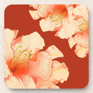 Elegante Floral Pastel Perzik Hard kunststof onder Bier Onderzetter
