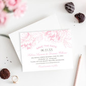 Elegante Floral Peony bruiloft roze grijs Save The Date