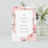 Elegante Floral Peony Wedding Save the Date Kaart (Staand voorkant)