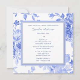 Elegante Floral Periwinkle Blue Vrijgezellenfeest Kaart