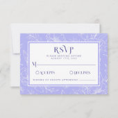 Elegante Floral Periwinkle Boho Modern Wedding RSVP Kaartje (Voorkant)