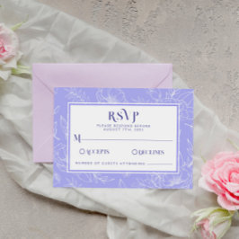 Elegante Floral Periwinkle Boho Modern Wedding RSVP Kaartje