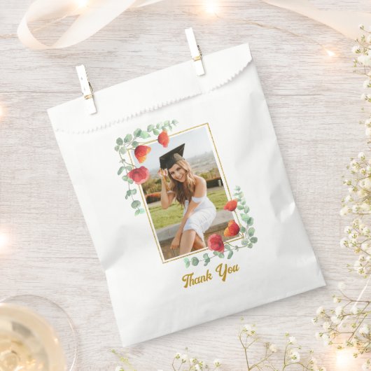 Elegante Floral Photo Afstuderen Favor Bag Bedankzakje (Geknipt)