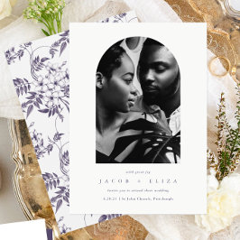 Elegante Floral Photo Arch Botanische bruiloft Kaart