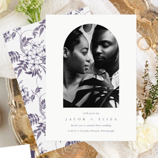 Elegante Floral Photo Arch Botanische bruiloft Kaart