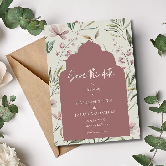 Elegante Floral Photo Spring Bruiloft Save the Dat Date