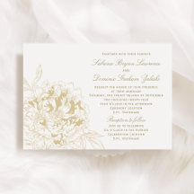 Elegante Floral Pioen Bruiloft Champagne Goud