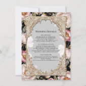 Elegante Floral Pioen Goud Roze en Zwart Details Kaart (Voorkant)