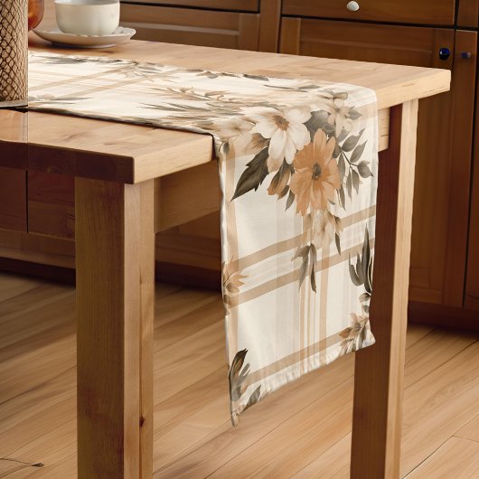 Elegante Floral Plaid Herfst Herfst Korte Tafelloper