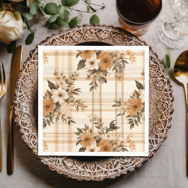 Elegante Floral Plaid Herfst Herfst Servet