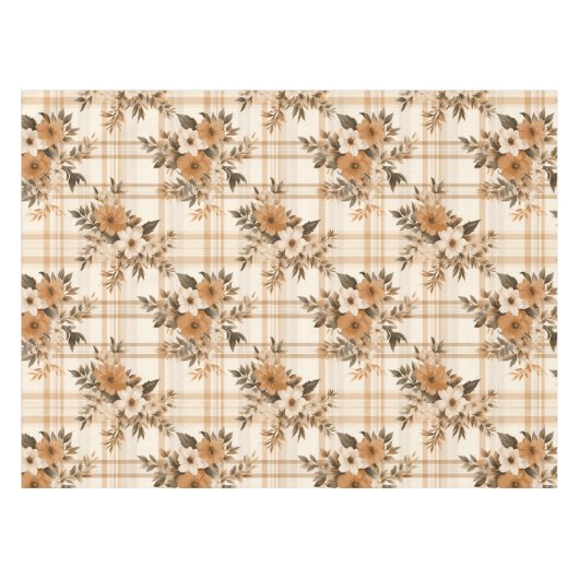 Elegante Floral Plaid Herfst Herfst Tafelkleed (Voorkant (Horizontaal))