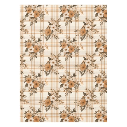 Elegante Floral Plaid Herfst Herfst Tafelkleed (Voorkant)
