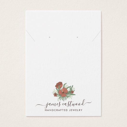 Elegante Floral Poppy Oorbel Ketting Display Kaart (Voorkant)