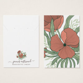 Elegante Floral Poppy Oorbel Ketting Display Kaart