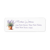 Elegante Floral Potted Lavender Retouradres Etiket (Voorkant)