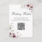 Elegante Floral QR code bruiloft website Details Informatiekaartje (Voorkant)