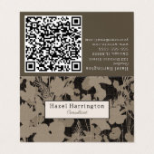 Elegante Floral QR Code Gevouwen Visitekaartje (Buitenkant ongevouwen)