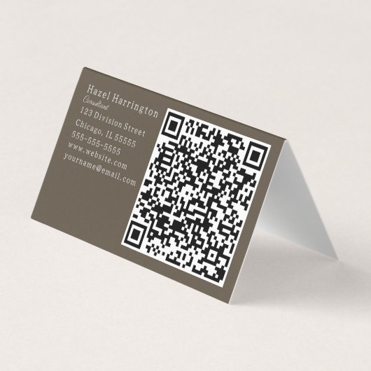 Elegante Floral QR Code Gevouwen Visitekaartje (Achterkant)