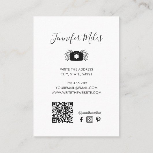 Elegante Floral QR Code minimalistische fotografie Visitekaartje (Achterkant)
