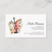 Elegante Floral QR Code Viool Leraar Violiniste Visitekaartje (Voorkant)