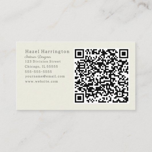 Elegante Floral QR Code Visitekaartjes Neutraal (Achterkant)
