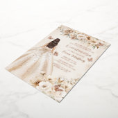 Elegante Floral Quinceañera Waterverf Ballgown Folie Uitnodiging (Gedraaid)