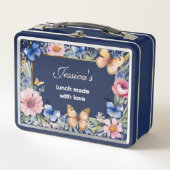 Elegante Floral Retro  Navy Blue Gepersonaliseerd (Voorkant)