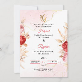 Elegante Floral Roka Ceremony Invitation Kaart
