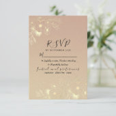 Elegante Floral Roos Gold Wedding RSVP Kaartje (Staand voorkant)