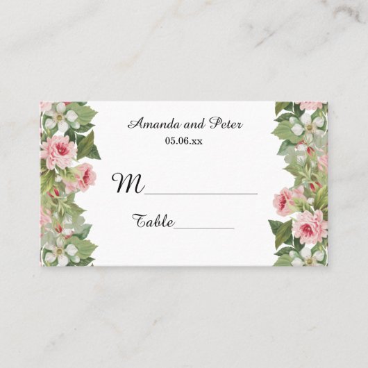 Elegante floral roos plaats kaarten plaatskaartje (Voorkant)