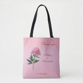 Elegante floral roze pioen thema gepersonaliseerd tote bag