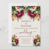 Elegante Floral Rozen bruiloft uitnodiging (Voorkant)